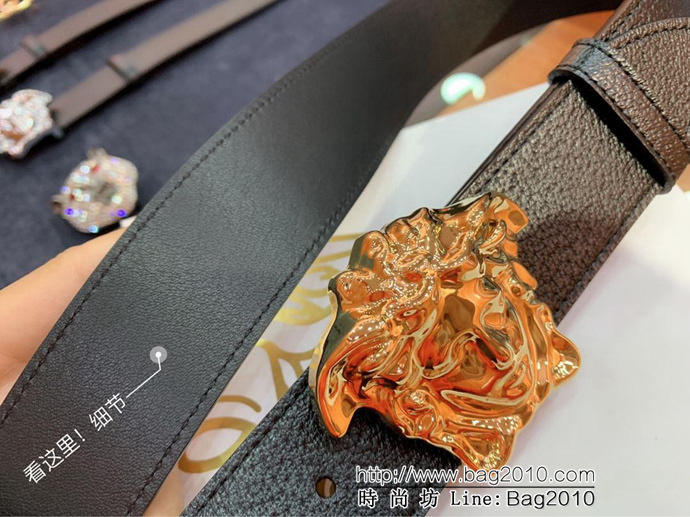VERSACE範思哲 外貿原單貨 原廠豬皮紋頭層牛皮 男士皮帶 高端人士首選  xfp1323